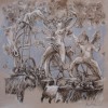 Mário Vitória, A colheita do Proibido, acrílico, tinta da china e cera sobre papel, 35x35
